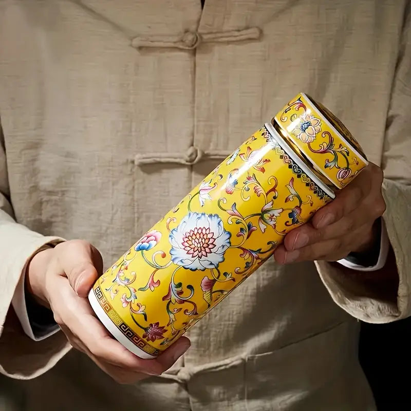 Mug de Voyage Isolé en Céramique Émaillée – Floral & Élégant