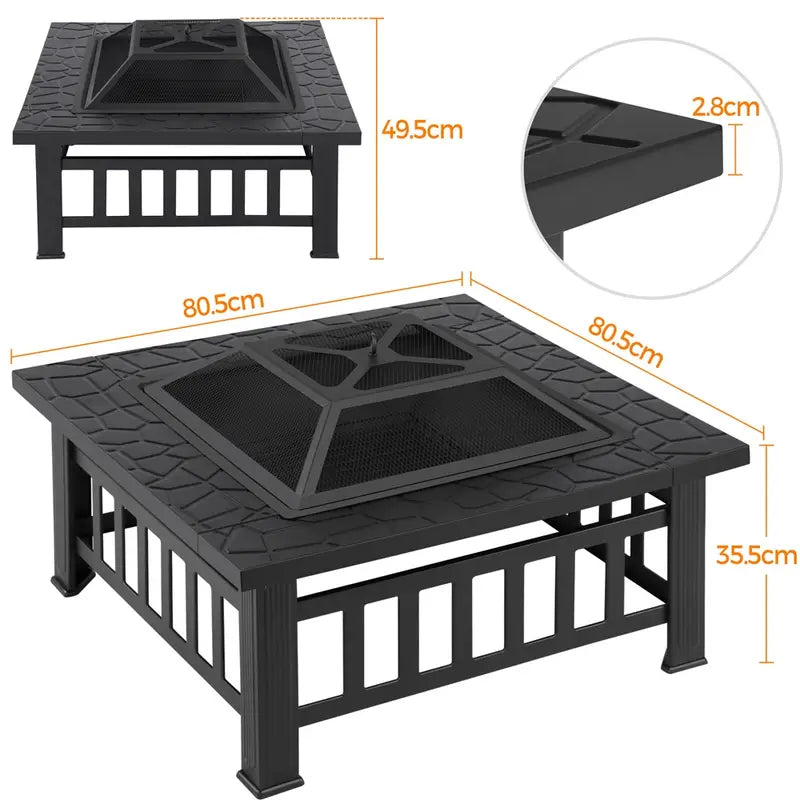 Brasero Carré de Jardin Costoffs – Poêle à Bois Métal Multifonction