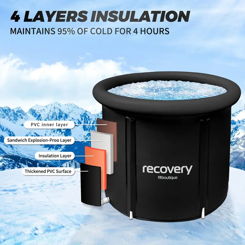 Baignoire XL Pliable avec Couvercle – Thérapie par l’Eau Froide pour Athlètes et Passionnés de Fitness