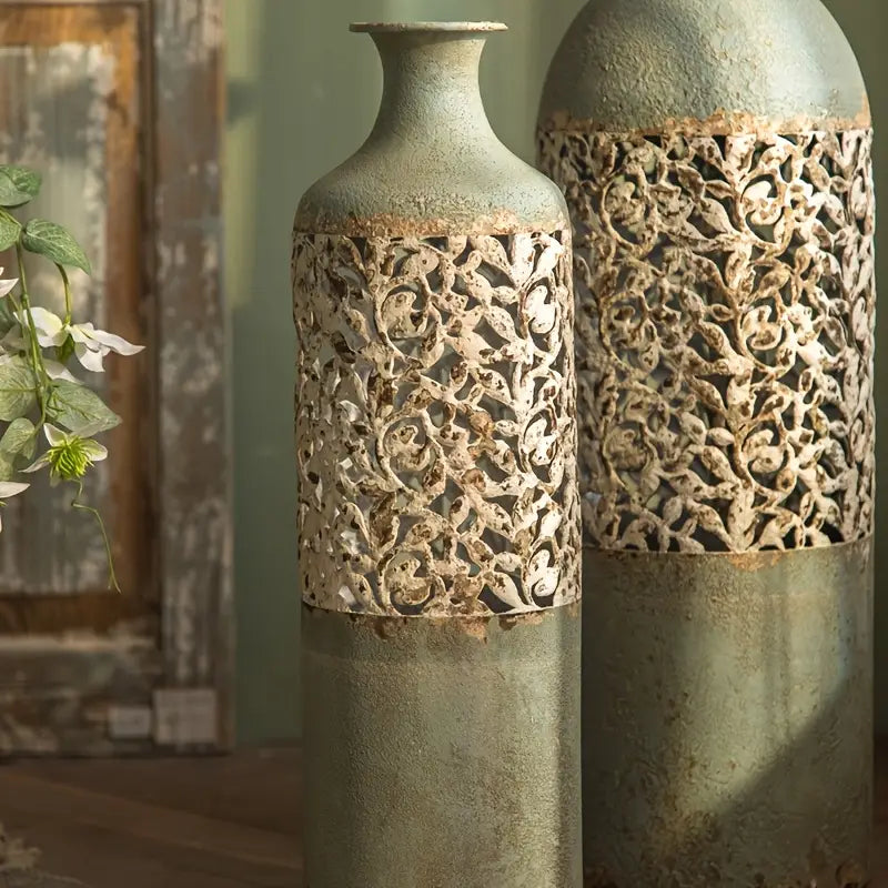 Vase Cylindrique en Fonte – Décoration de Sol à Plafond pour Salon ou Balcon