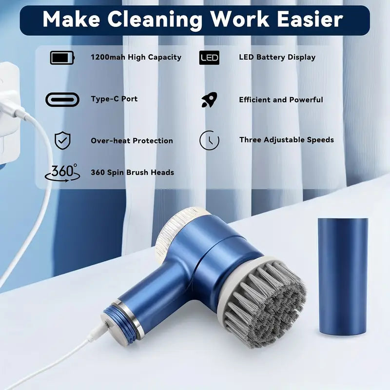 Brosse de Nettoyage Électrique Rotative Sans Fil – Rechargeable USB
