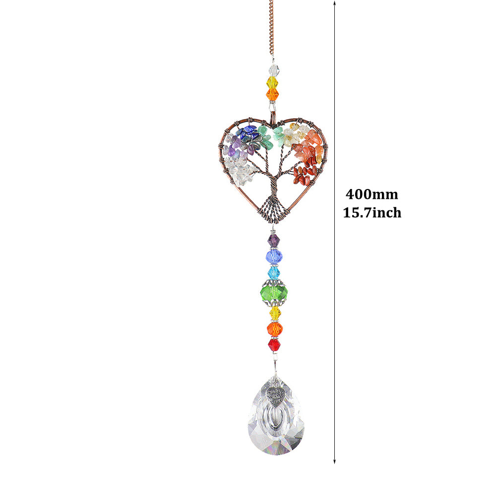 Attrape-Soleil en Cristal – Arbre de Vie Suspendu avec Prismes Arc-en-Ciel