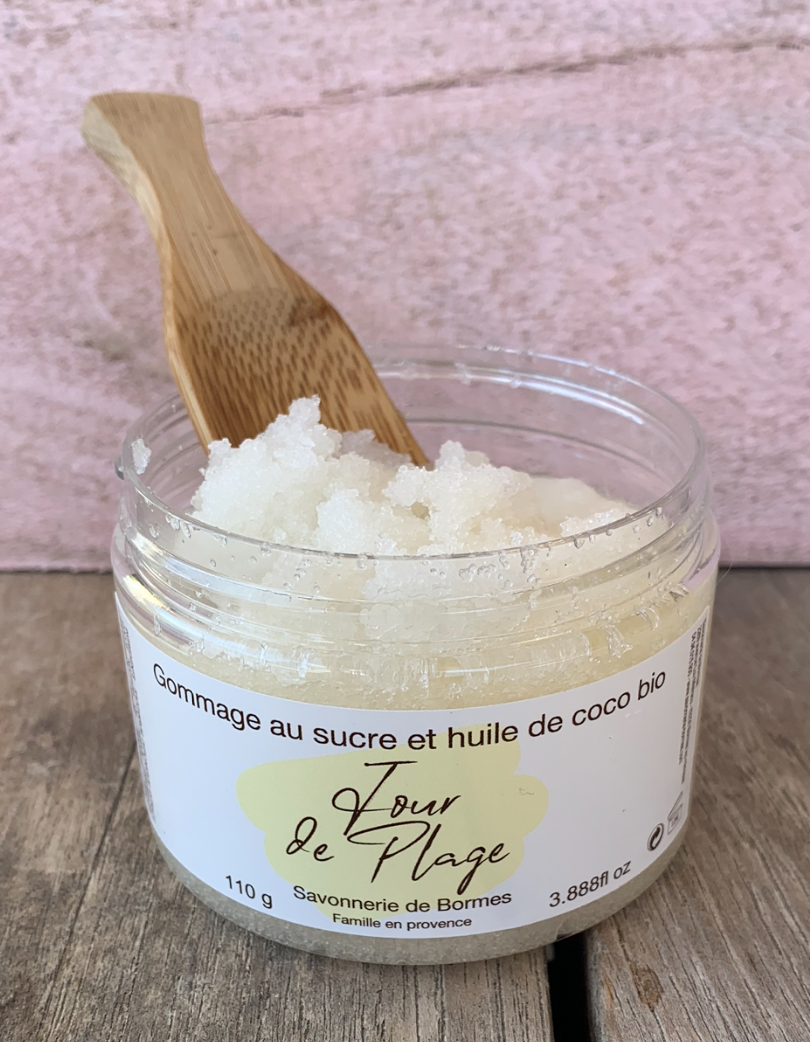 Organic coconut oil and sugar scrub 110 g Beach day - Savonnerie de Bornes