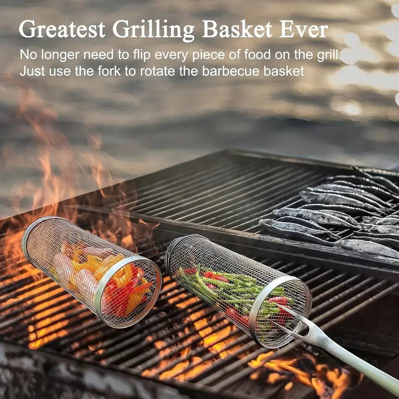 Set de Barbecue Portable 3-en-1 en Acier Inoxydable