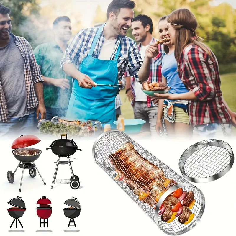 Set de Barbecue Portable 3-en-1 en Acier Inoxydable