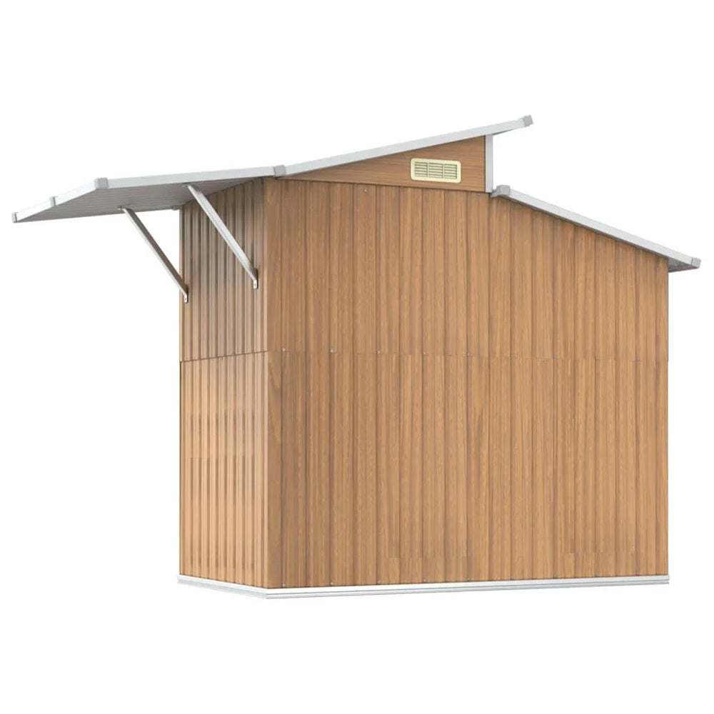 Abri de jardin en acier galvanisé - 270 × 130 × 208,5 cm Marron