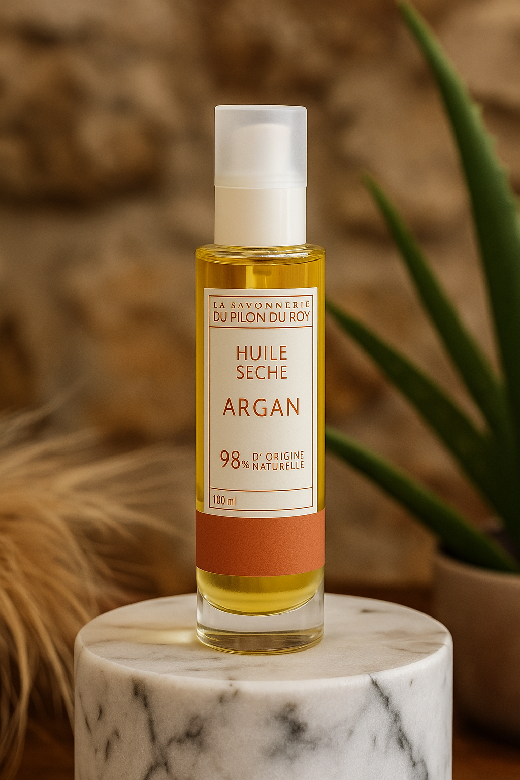 Huile sèche à l'argan Bio cheveux, corps et visage 100 ml - Savonnerie Du Pilon Du Roy