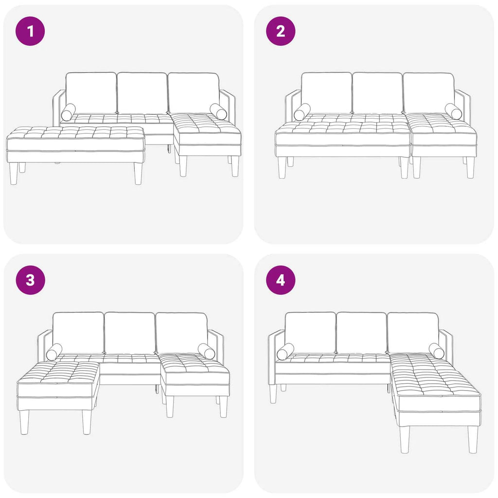 Canapé de Jardin avec Banc et Coussins – Siège en L Velours