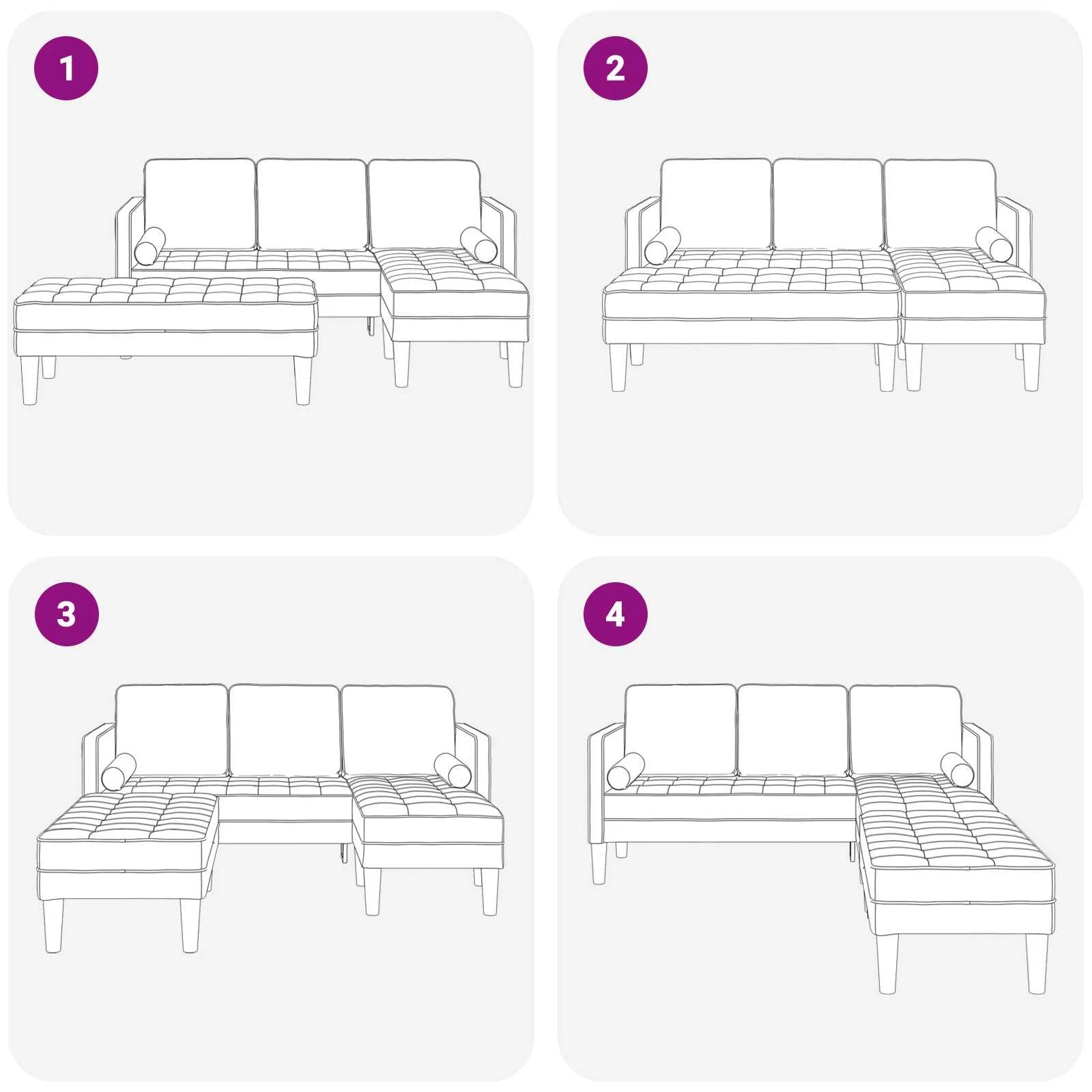 Canapé de Jardin avec Banc et Coussins – Siège en L Velours