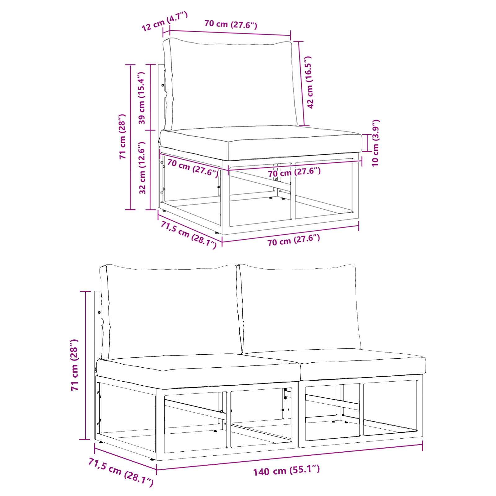 Ensemble de meubles d’extérieur 2 pièces