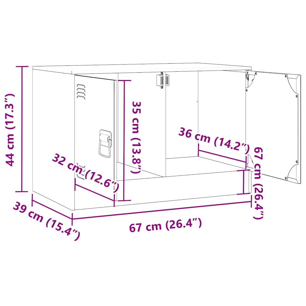 Meuble TV en Acier – 67x39x44 cm – Design Industriel et Compact
