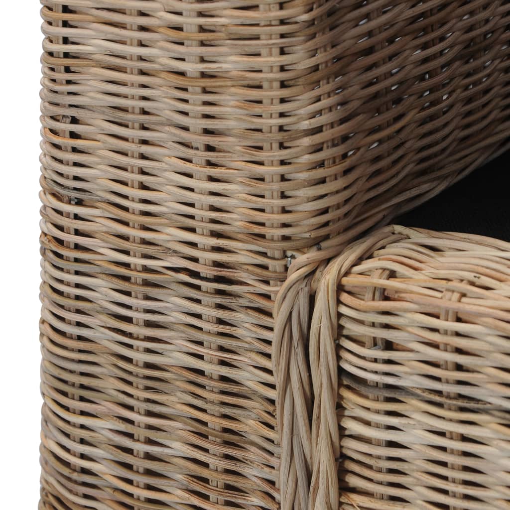 Ensemble Canapé 2 Places & Fauteuil – Rotin Naturel & Coussins Lin Blanc Crème