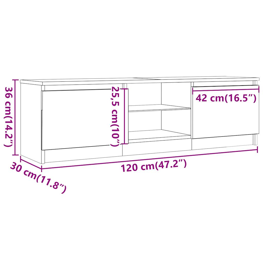 Meuble TV avec Éclairage LED – 120x30x36 cm – Finition Magnifique