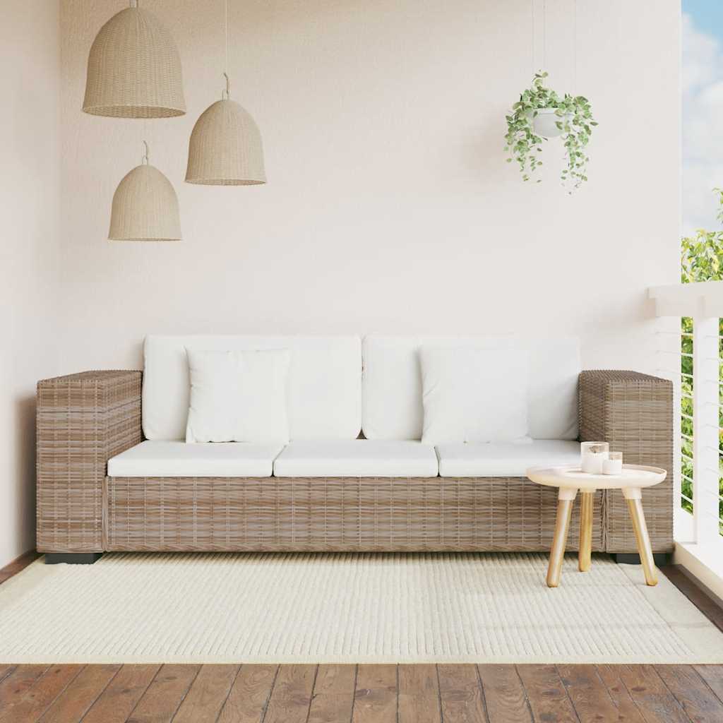 Ensemble Canapé 2 Places & Fauteuil – Rotin Naturel & Coussins Lin Blanc Crème