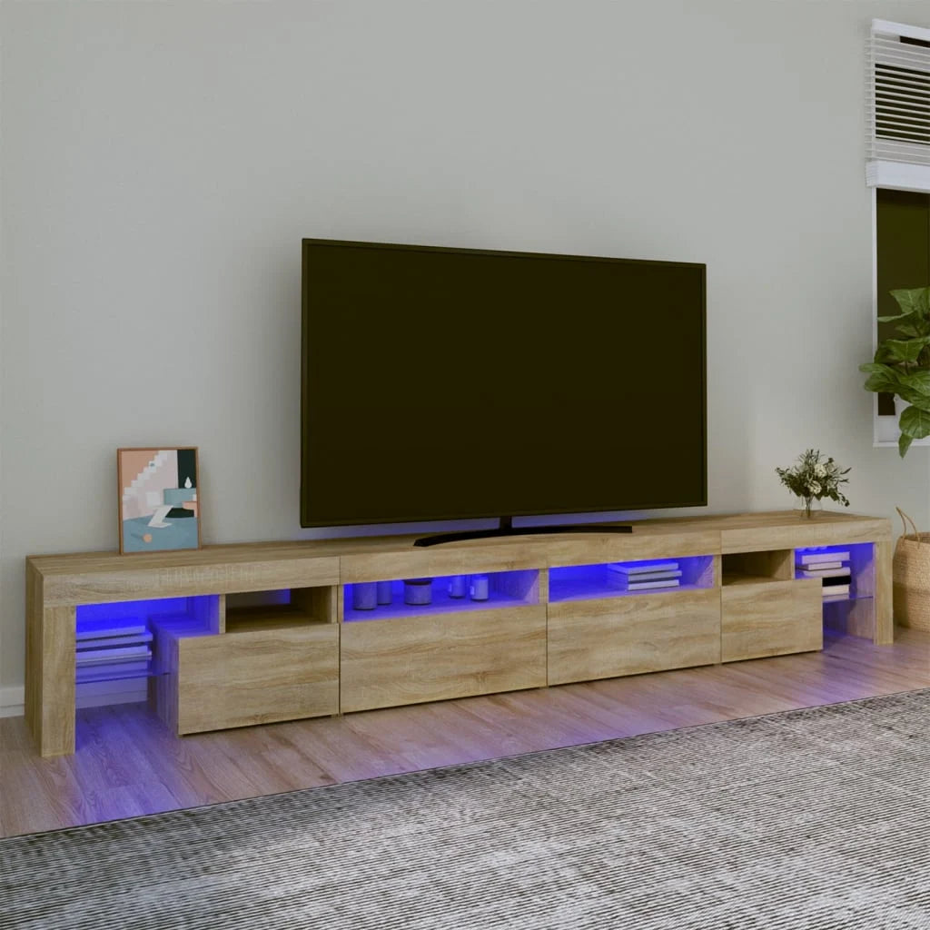 Meuble TV Moderne avec LED RVB – Finition Gris Béton