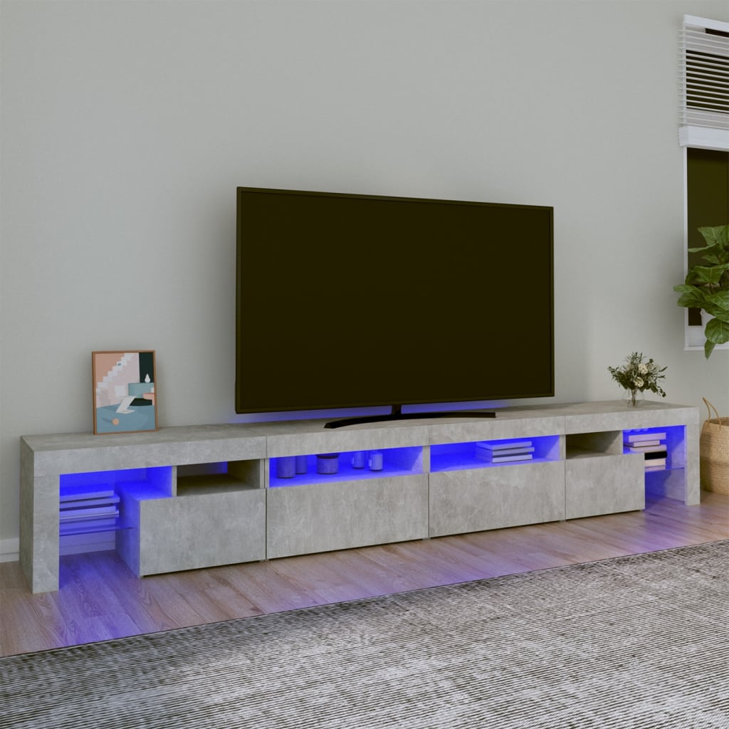 Meuble TV Moderne avec LED RVB – Finition Gris Béton