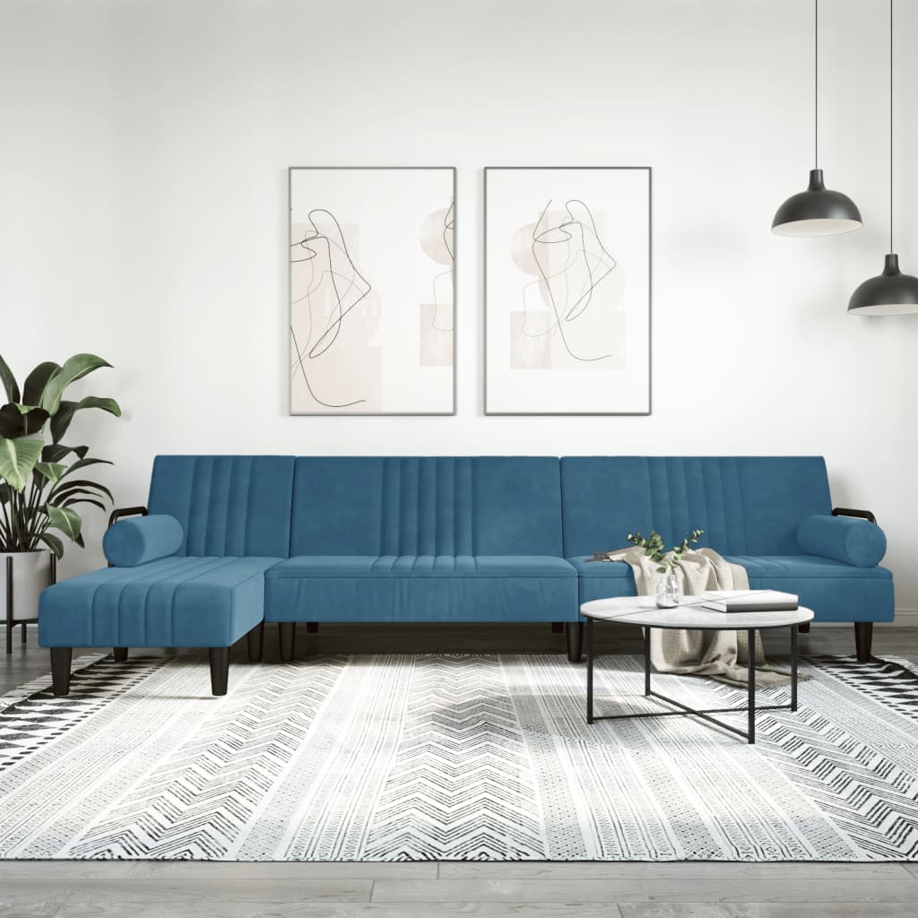 Canapé-Lit en Forme de L – Velours Doux & Polyvalent