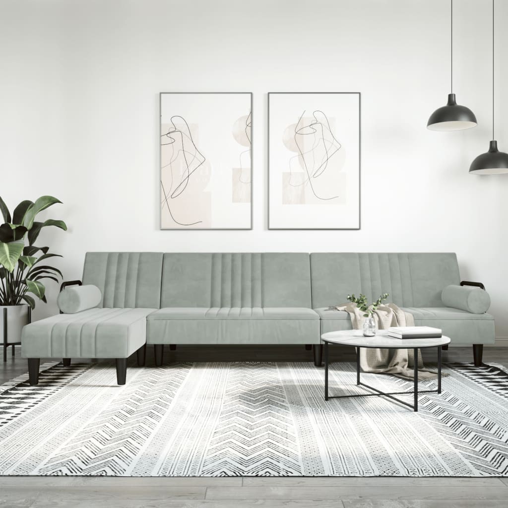 Canapé-Lit en Forme de L – Velours Doux & Polyvalent