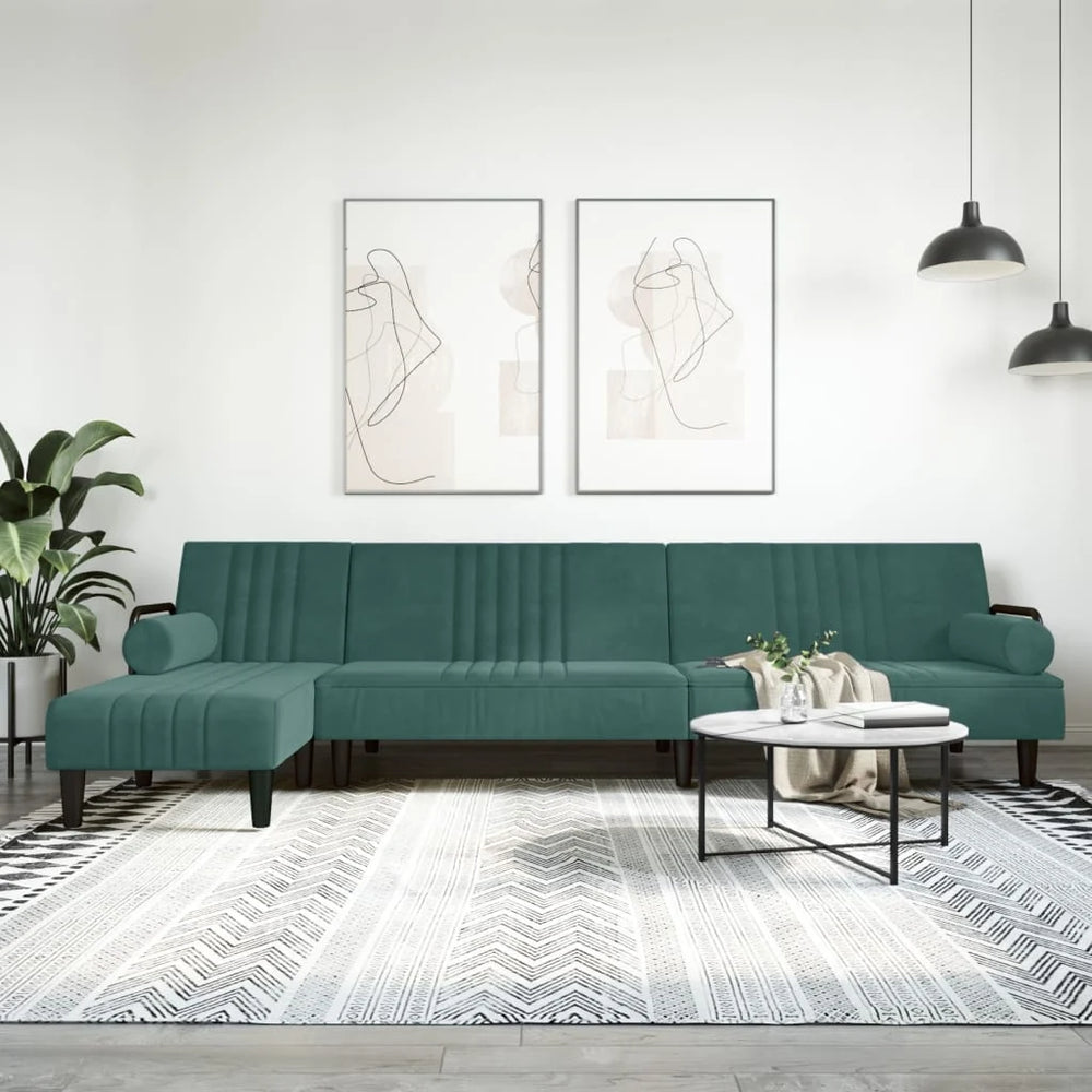 Canapé-Lit en Forme de L – Velours Doux & Polyvalent