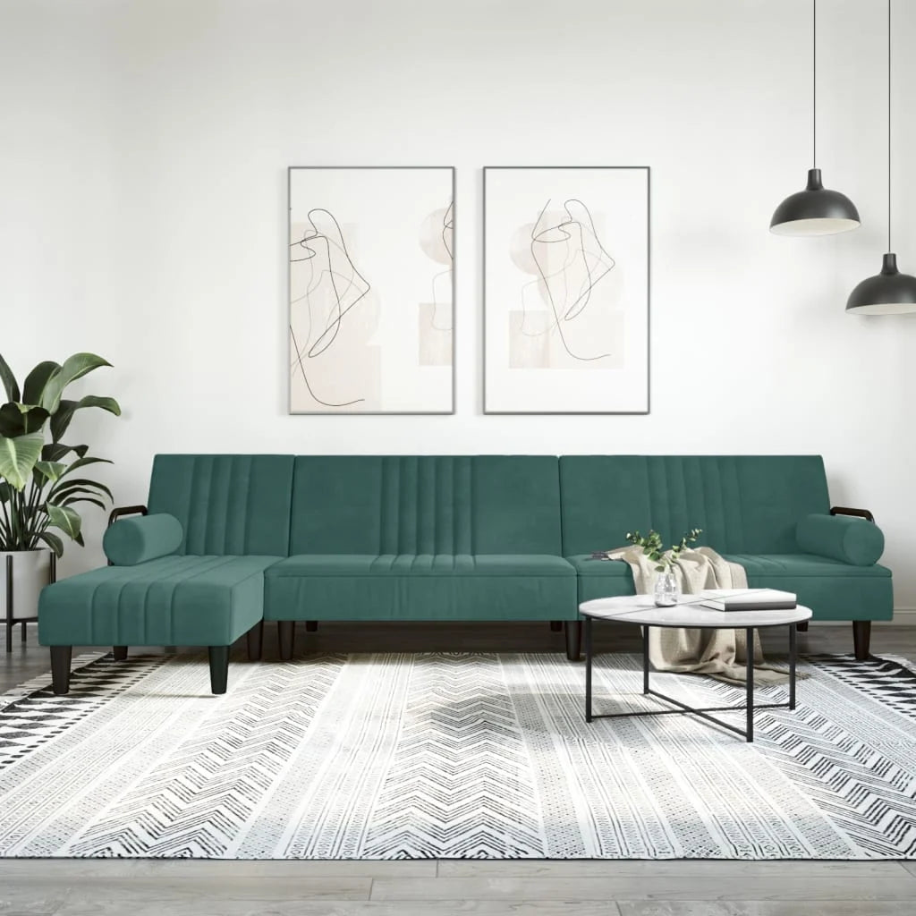 Canapé-Lit en Forme de L – Velours Doux & Polyvalent