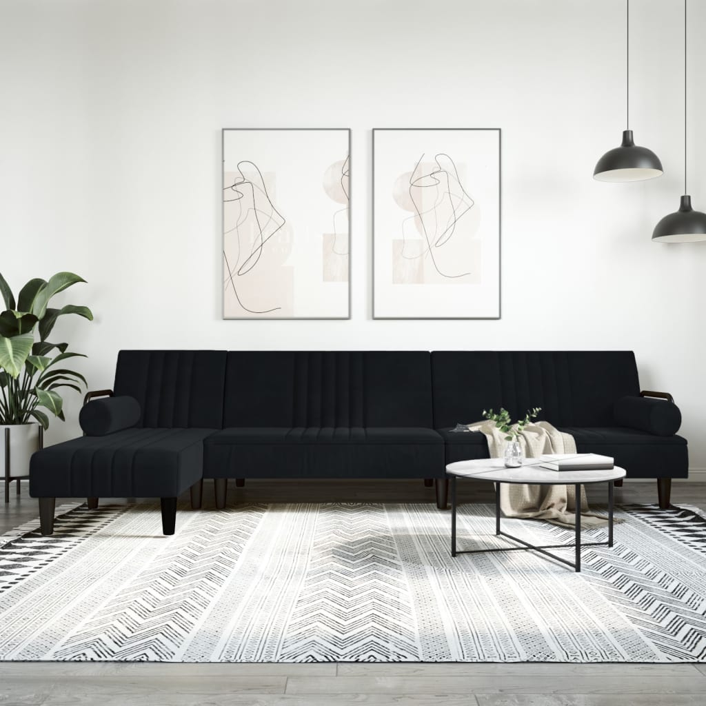 Canapé-Lit en Forme de L – Velours Doux & Polyvalent