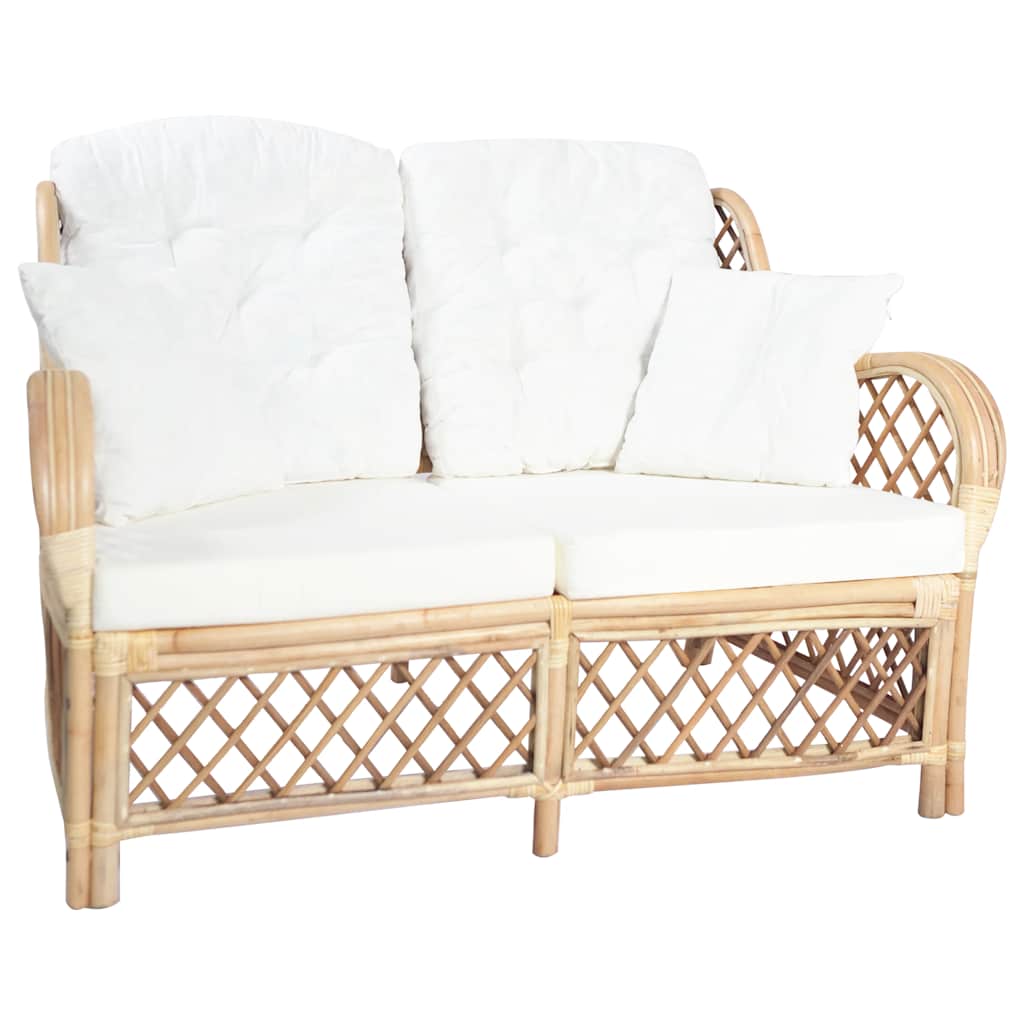 Canapé 2 Places en Rotin Naturel – Élégance et Confort Authentique