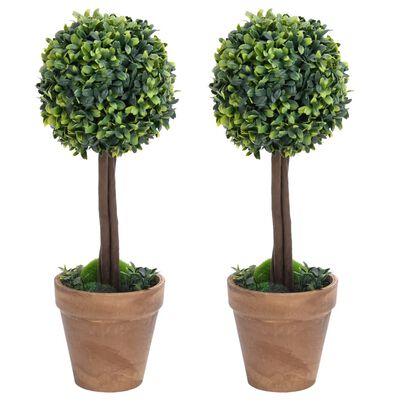 2pcs Artificial Boxwood Plants with Pots - Natural Elegance for Indoor &amp; Outdoor