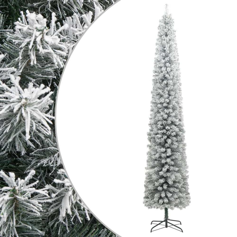 Sapin de Noël artificiel mince effet flocons de neige
