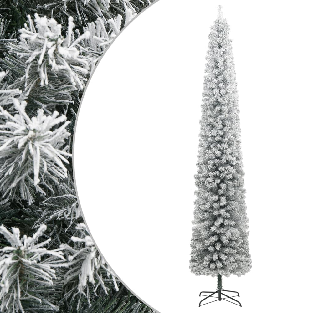 Sapin de Noël artificiel de forme mince, feuillage vert ou enneigé