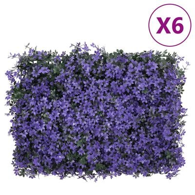 Mur végétal Clôture à Feuilles Artificielles - Lot de 6 Panneaux - Violet 40x60 cm