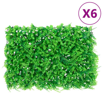 Mur végétal Clôture Feuilles de Fougère Artificielles - Lot de 6 - Vert 40x60 cm