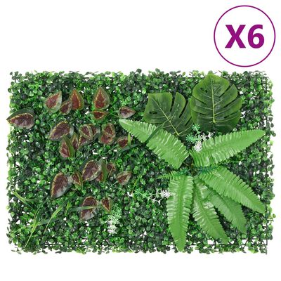 Mur végétal Clôture Végétale Artificielle - Lot de 6 Panneaux - Vert 40x60 cm