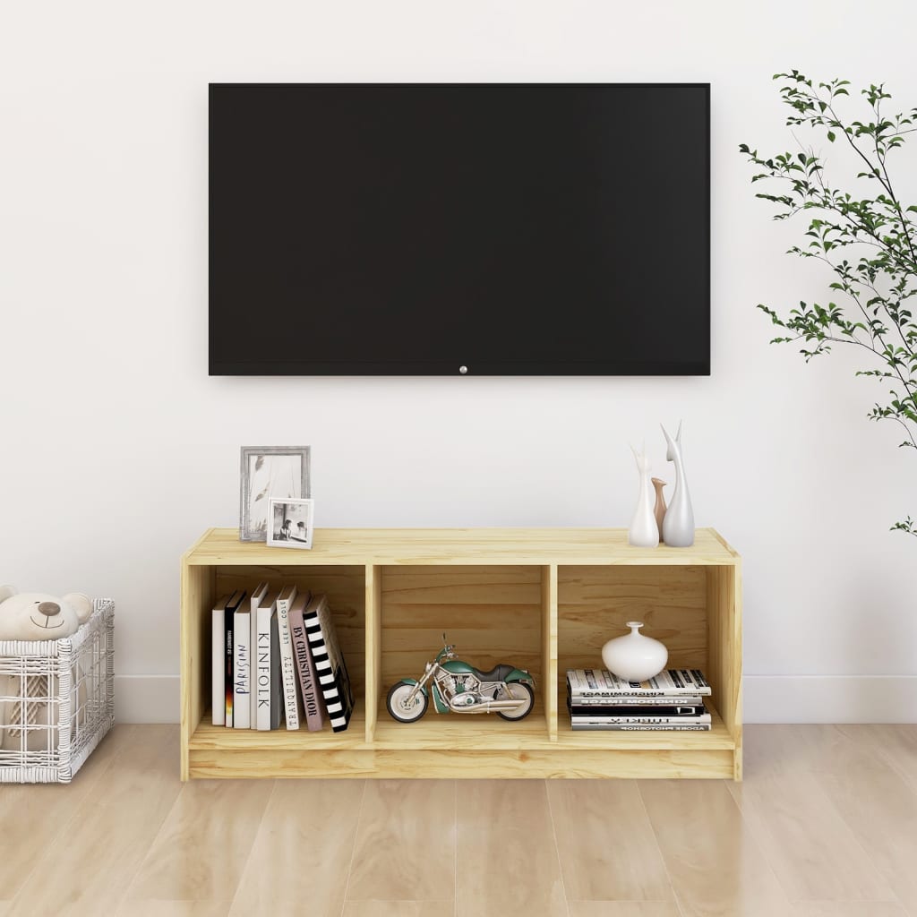 Meuble TV en Bois Massif – 104 cm – Élégance & Rangement Pratique