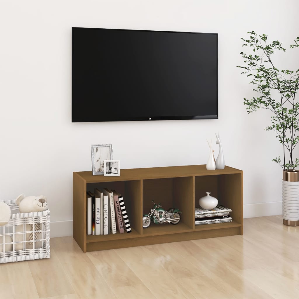 Meuble TV en Bois Massif – 104 cm – Élégance & Rangement Pratique