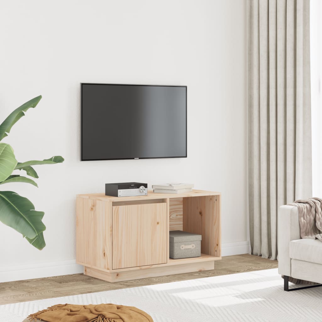 Meuble TV en Bois Massif 74x35x44 cm – Design Épuré et Naturel