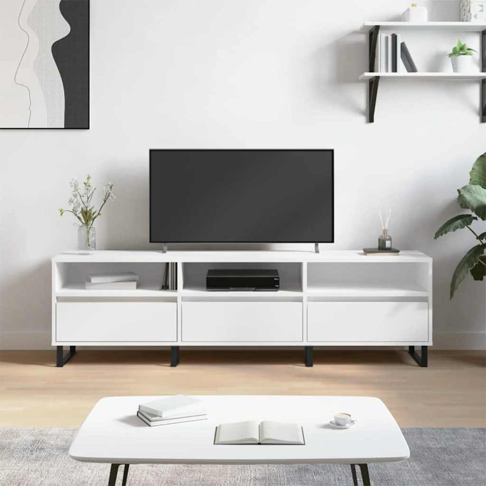 Meuble TV – 150 × 30 × 44,5 cm – 6 Compartiments, Pieds en Fer