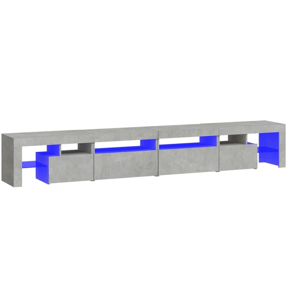 Meuble TV Moderne avec LED RVB – Finition Gris Béton