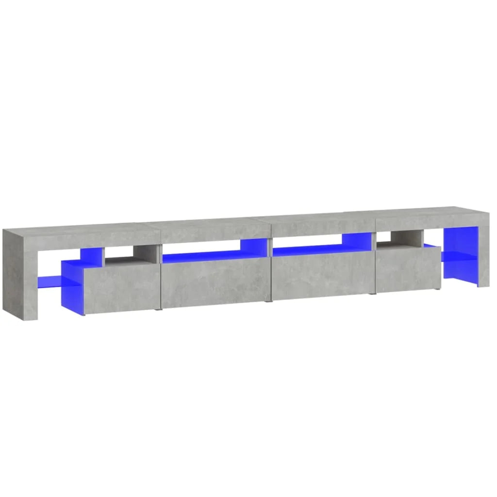 Meuble TV Moderne avec LED RVB – Finition Gris Béton