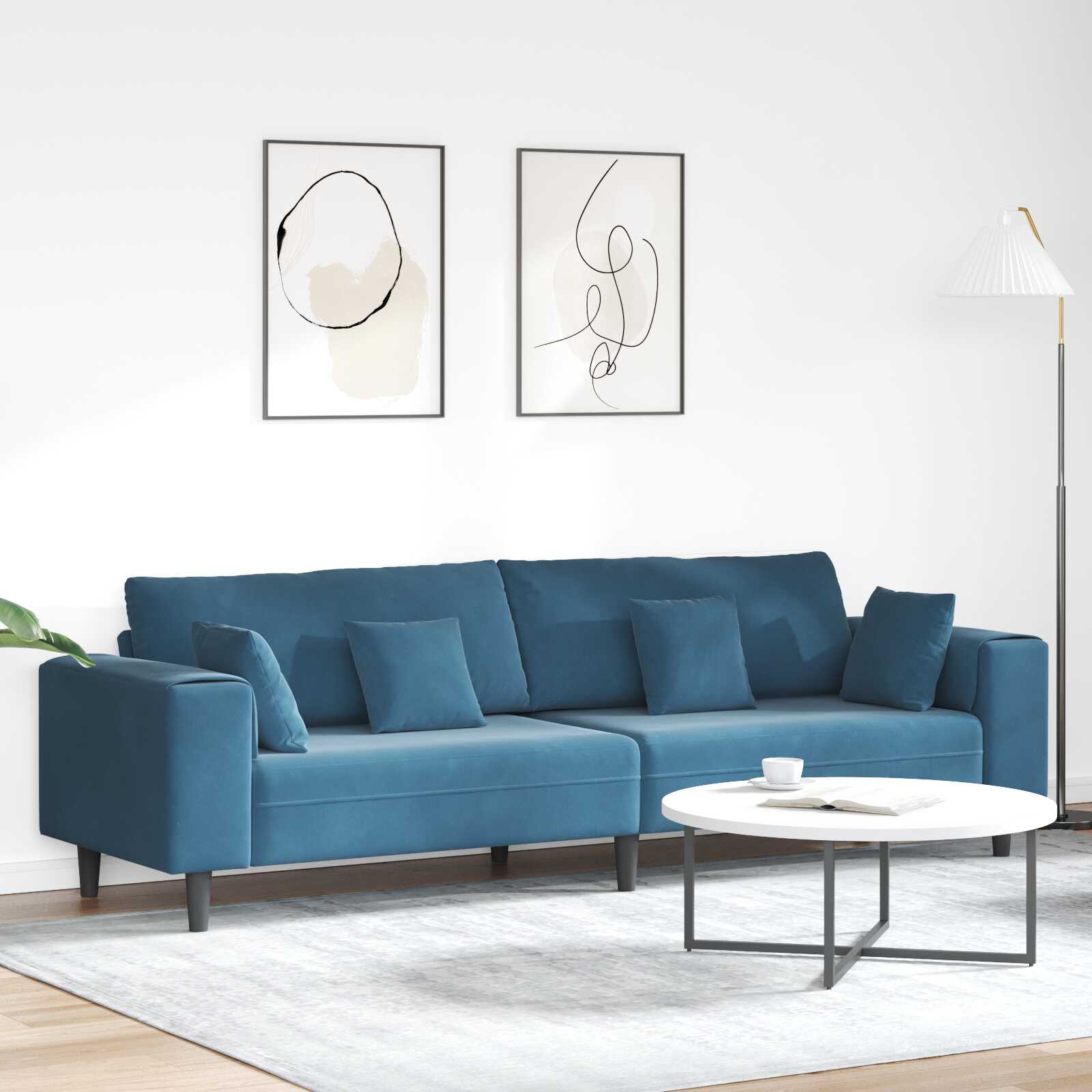 Canapé en Velours avec Coussins – Élégance Moderne & Confort Inégalé