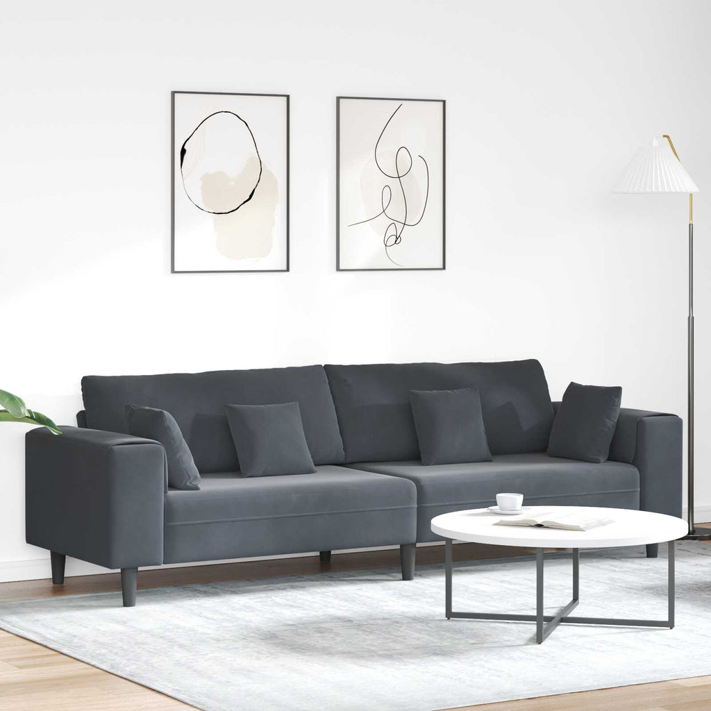 Canapé en Velours avec Coussins – Élégance Moderne & Confort Inégalé