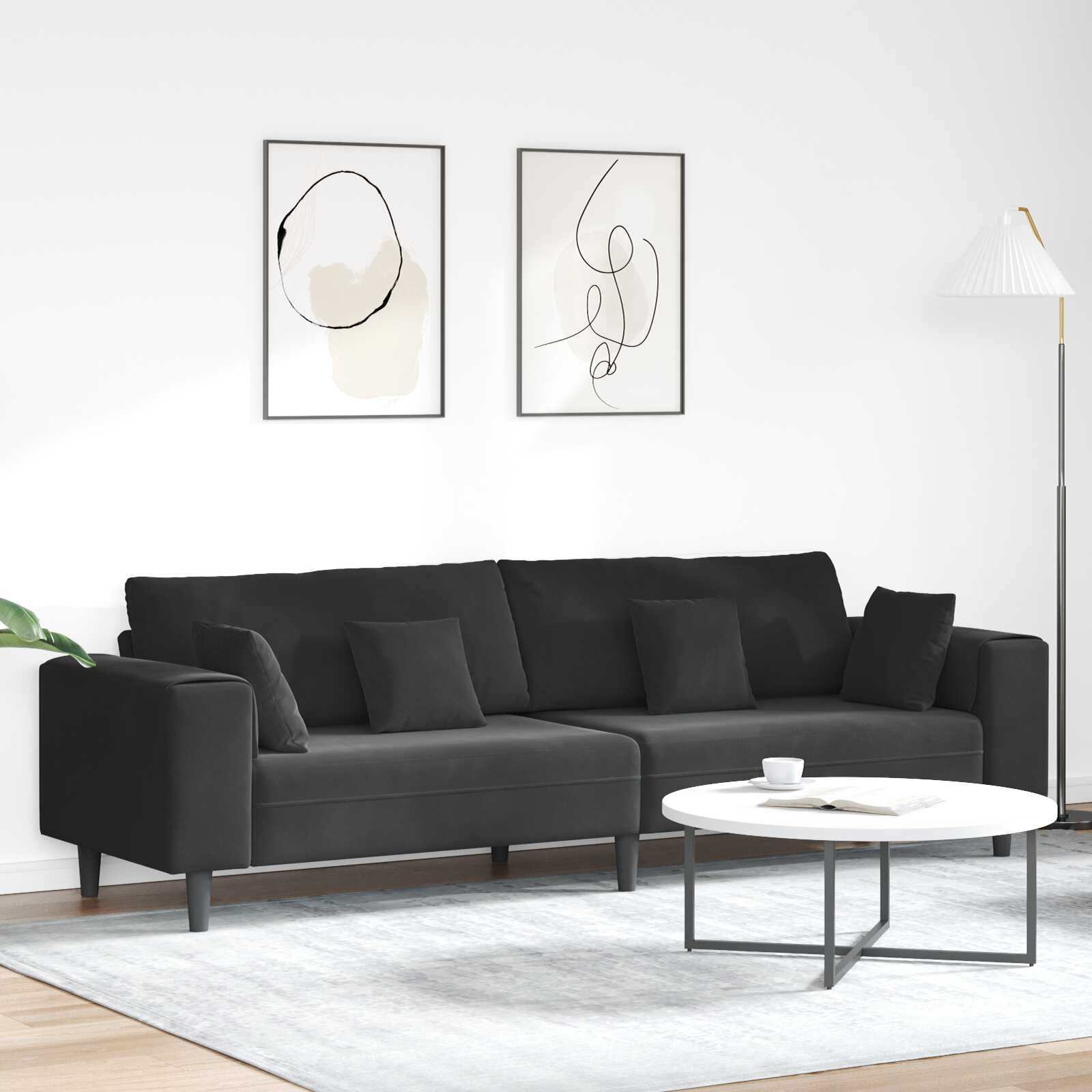Canapé en Velours avec Coussins – Élégance Moderne & Confort Inégalé