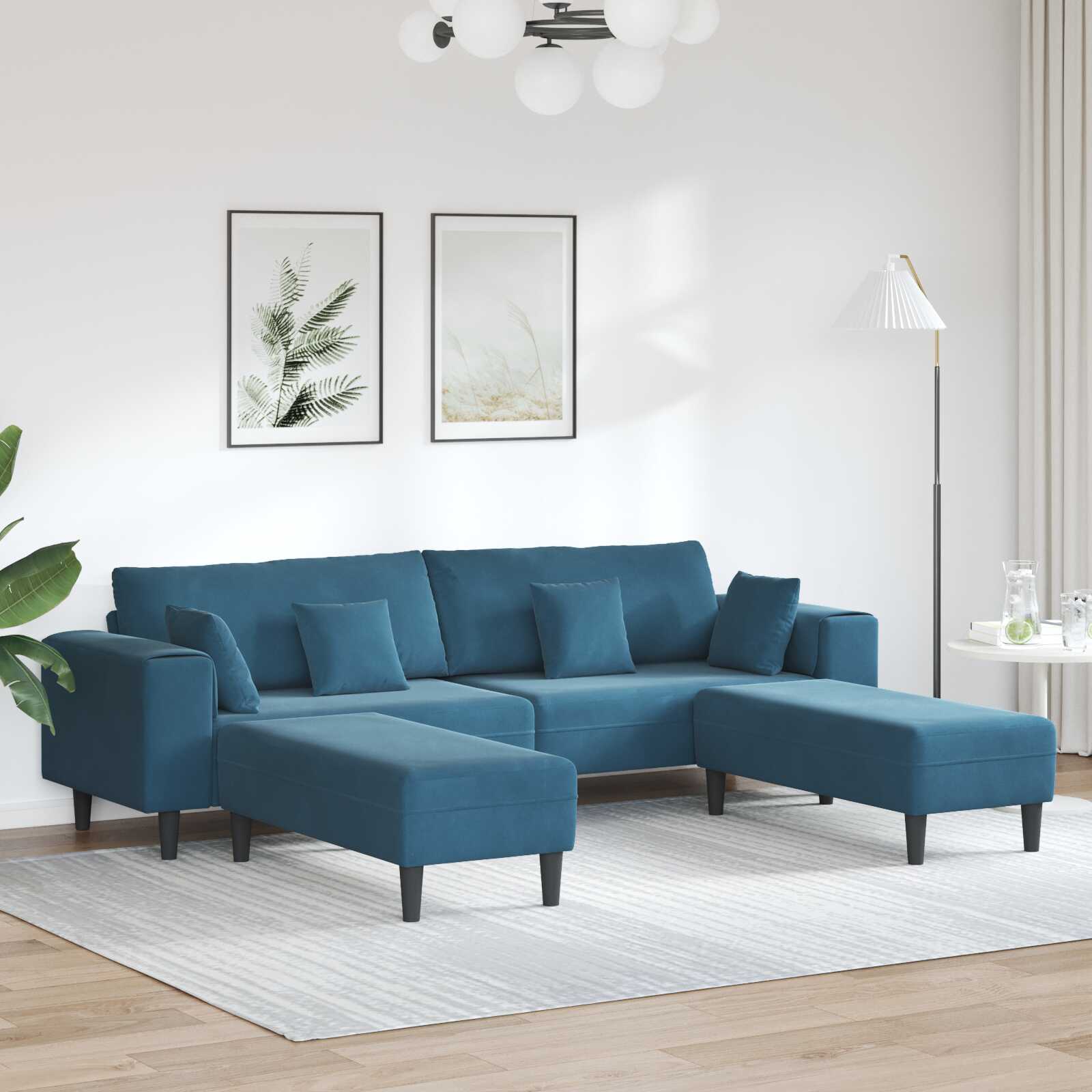 Canapé en Velours avec Coussins – Élégance Moderne & Confort Inégalé