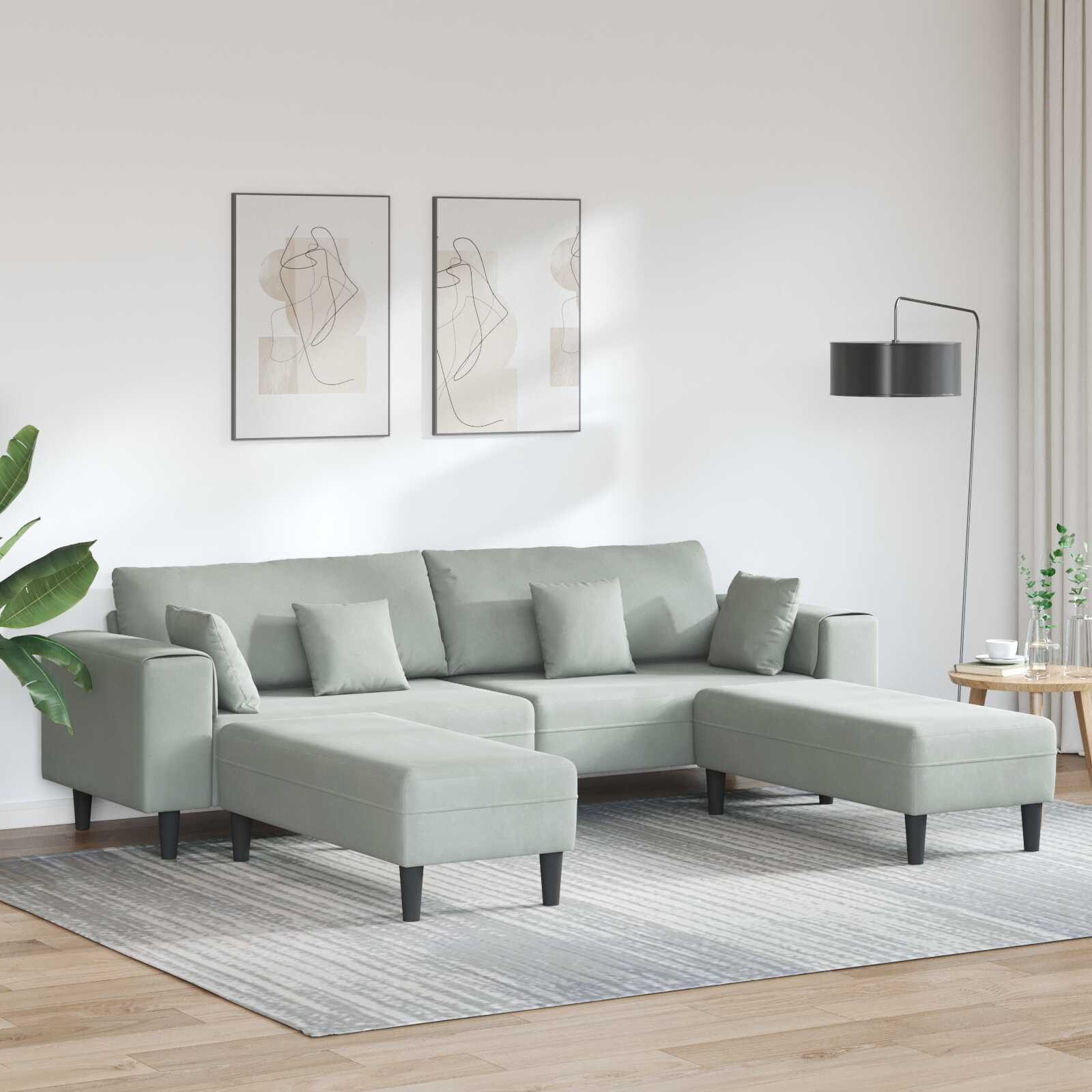Canapé en Velours avec Coussins – Élégance Moderne & Confort Inégalé