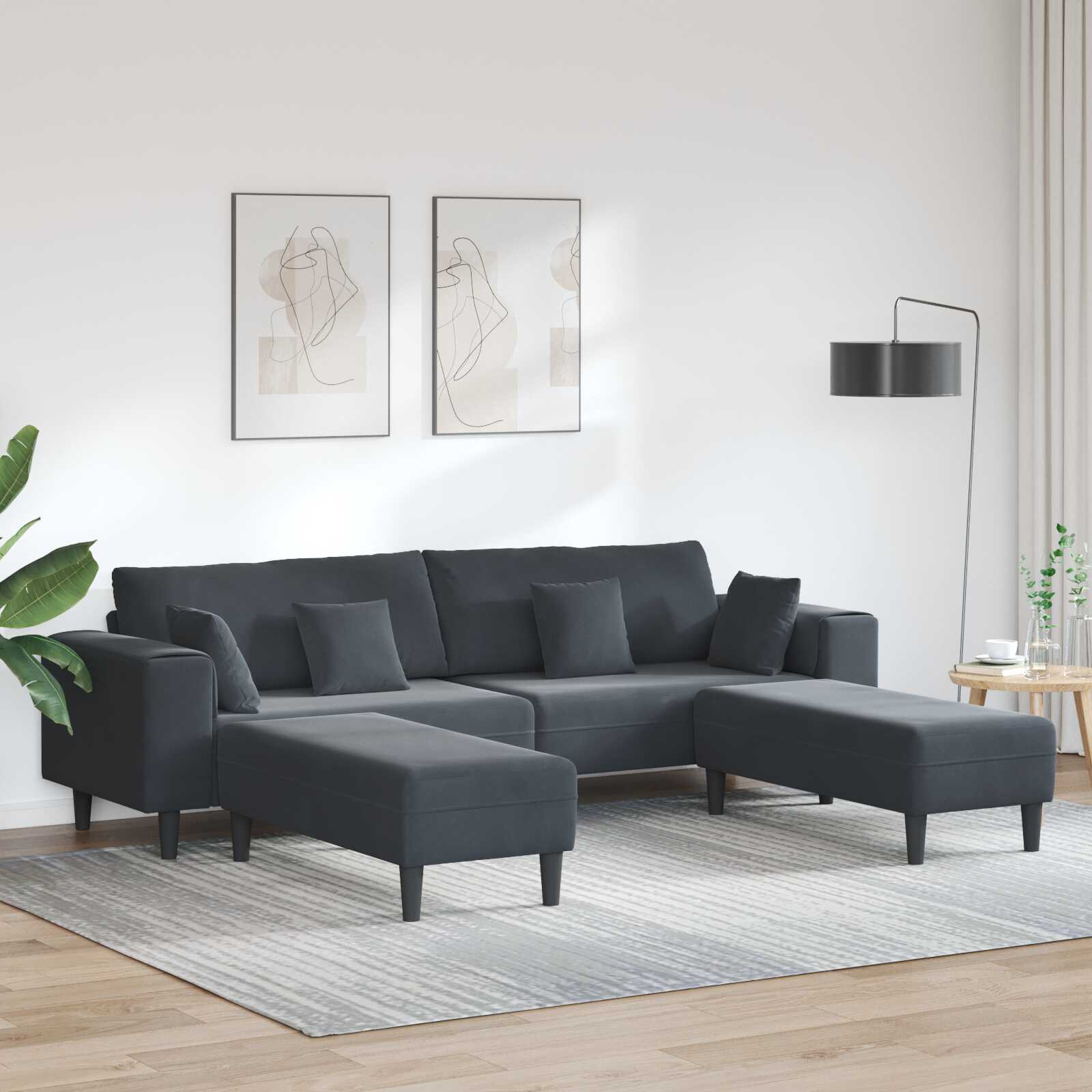 Canapé en Velours avec Coussins – Élégance Moderne & Confort Inégalé