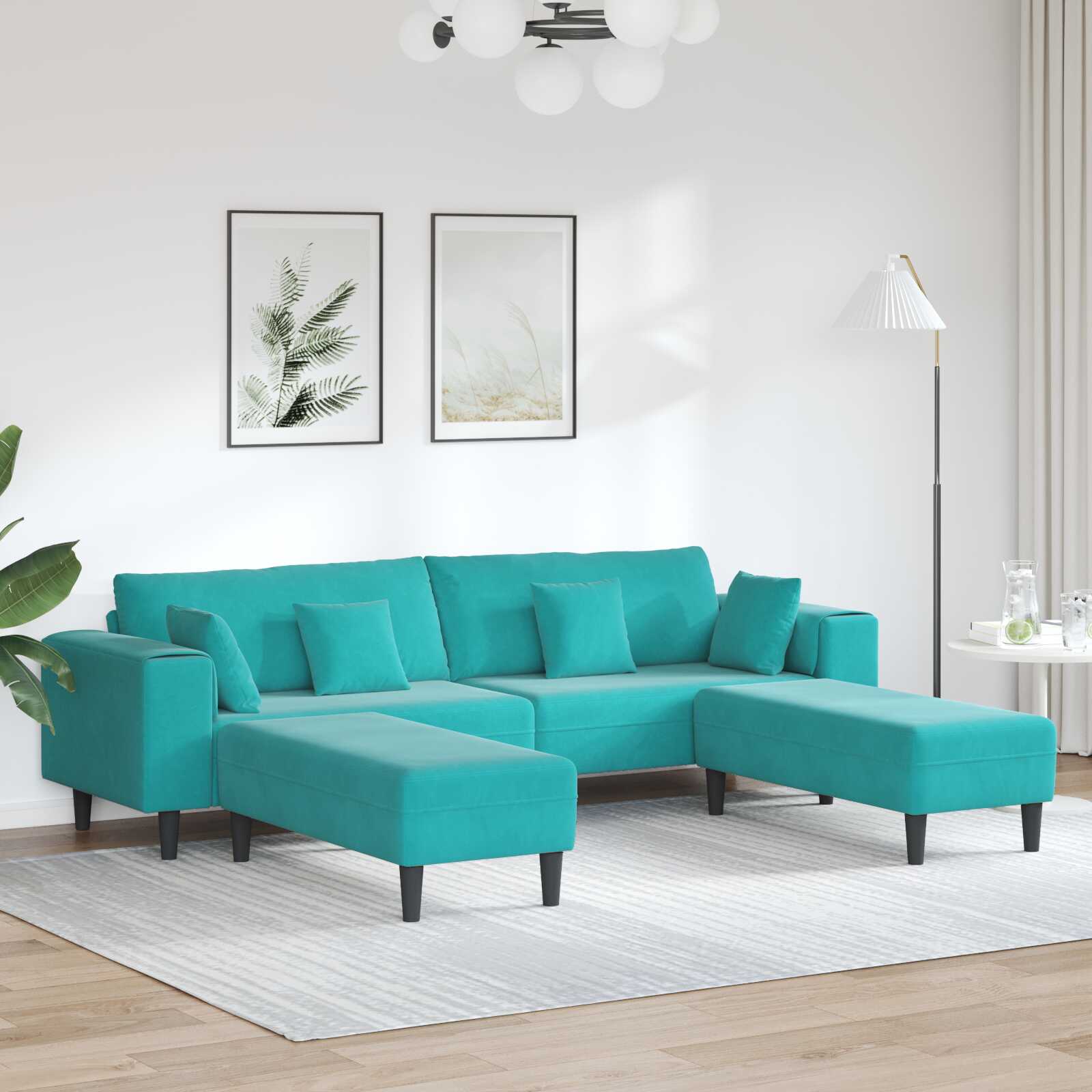 Canapé en Velours avec Coussins – Élégance Moderne & Confort Inégalé
