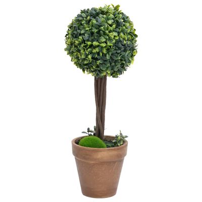 2pcs Artificial Boxwood Plants with Pots - Natural Elegance for Indoor &amp; Outdoor