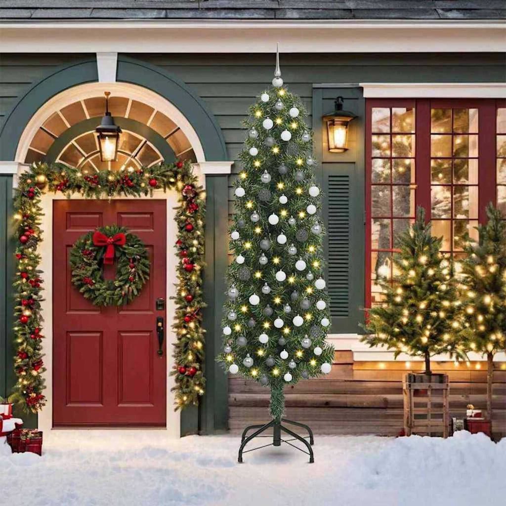 Sapin de Noël Artificiel Mince Flocon de Neige – Design Réaliste