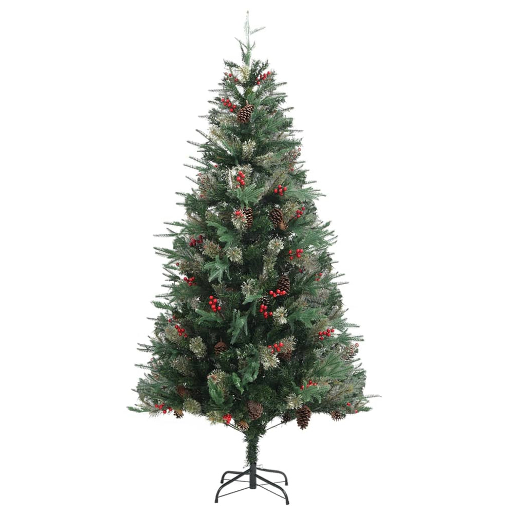 Sapin de Noël avec baies et pommes de pin, proposé en 195 ou 225 cm