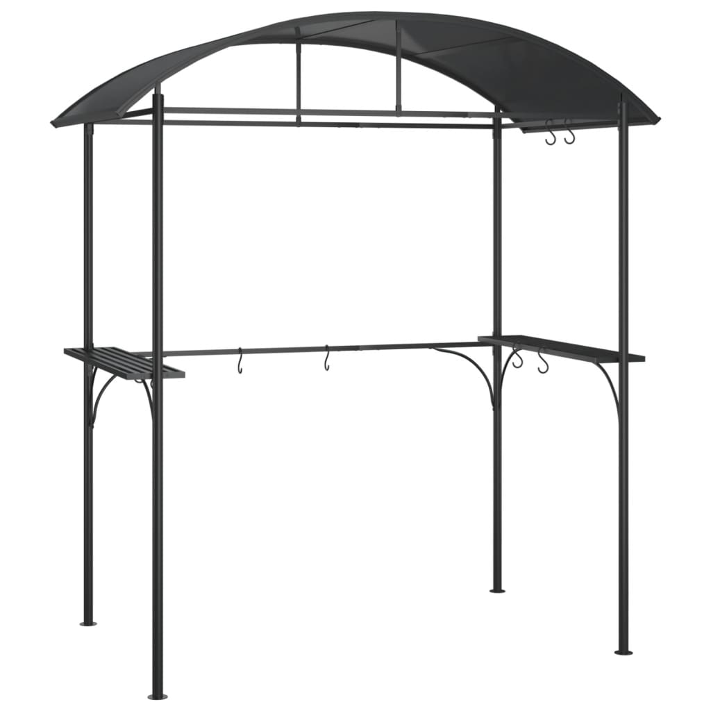 Gazebo BBQ avec étagères latérales anthracite 220x115x230 cm en acier