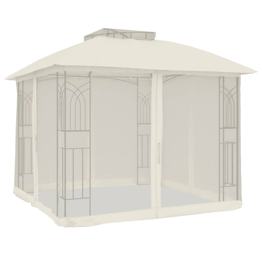 Tonnelle de Jardin avec Double Toit et Parois en Filet – Cadre Acier